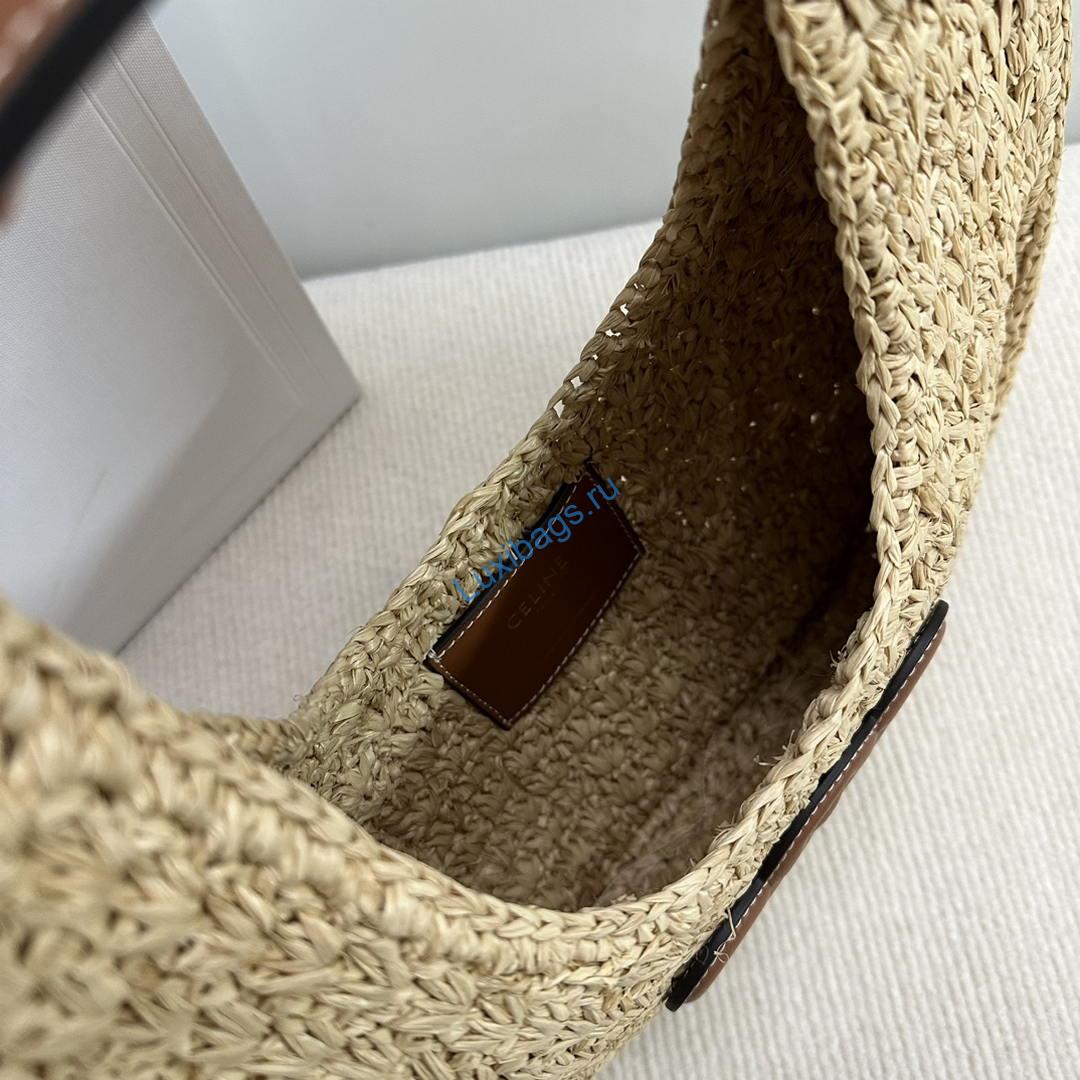 Celine classic panier HOBO BAG IN Raffia and Calfskin 112772 Nuture Brown | celine classic panier hobo bag in raffia and calfskin 112772 nuture 008 1
