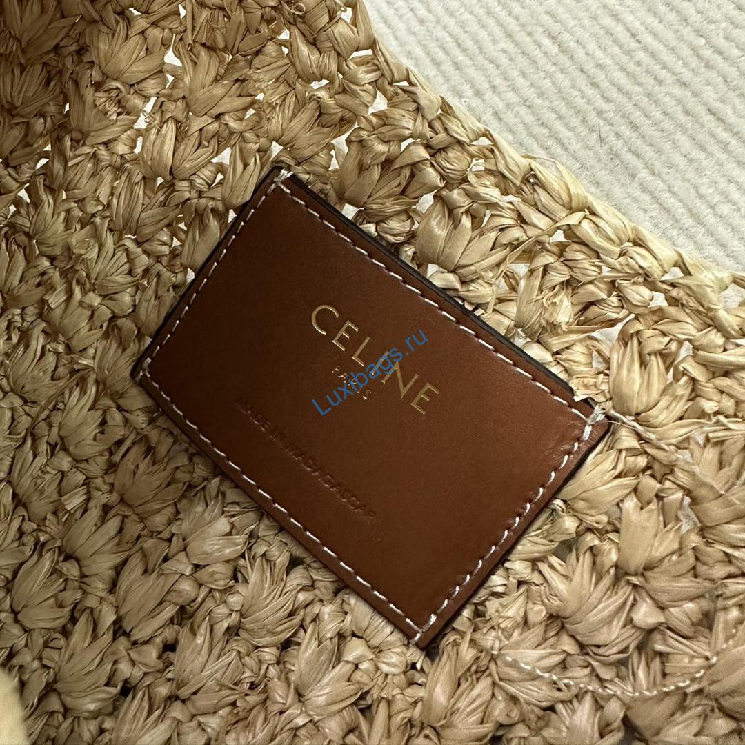 Celine classic panier HOBO BAG IN Raffia and Calfskin 112772 Nuture Brown | celine classic panier hobo bag in raffia and calfskin 112772 nuture 009 1