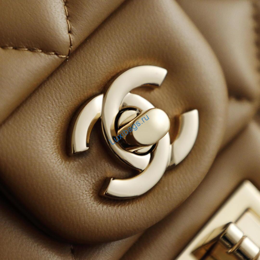Chanel 26K Flap Classic 11.12 Handbag A01112 Lambskin Tan | chanel 26k flap classic 11 12 handbag a01112 lambskin tan 07