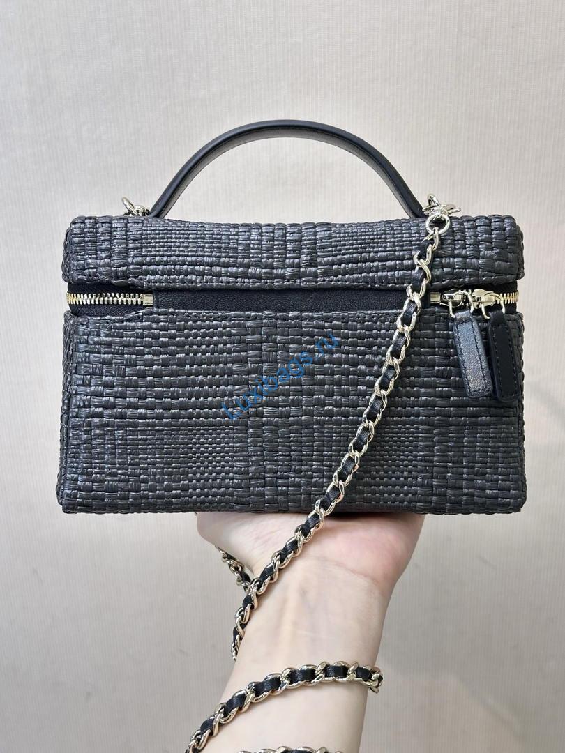 Chanel Classic Vanity with Chain Braided Raffia & Gold-Tone Metal AP4385 Black | chanel classic vanity with chain braided raffia gold tone metal ap4385 black 106