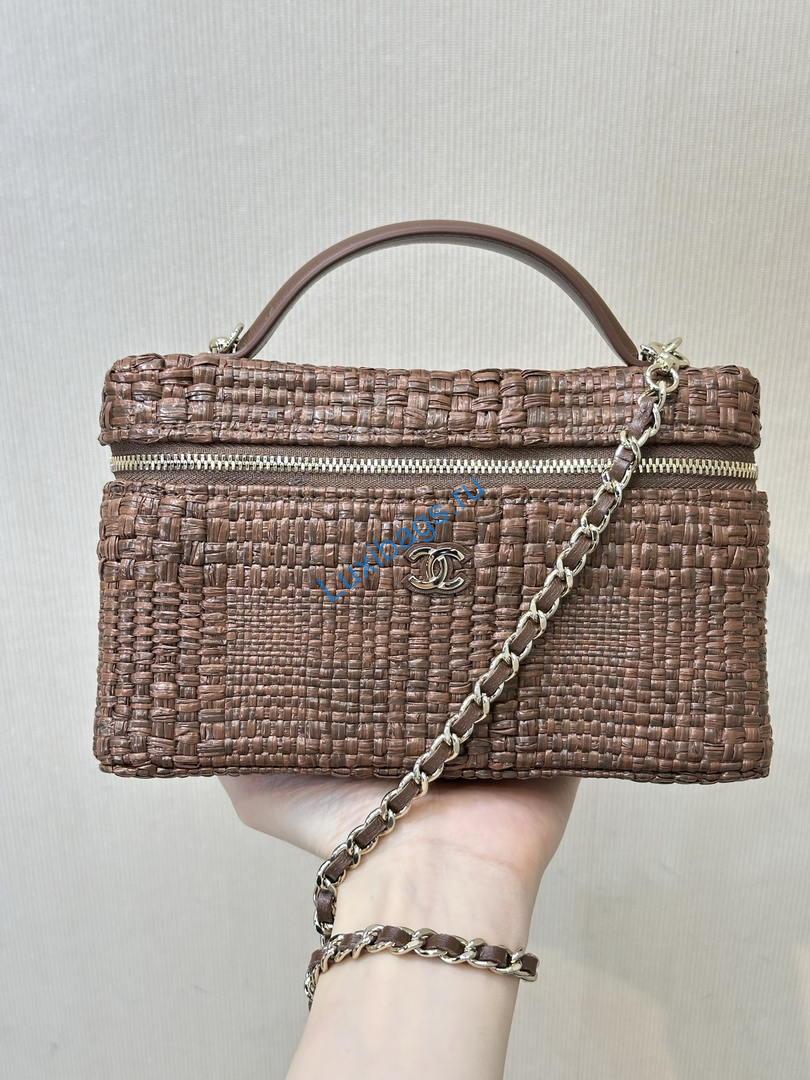 Chanel Classic Vanity with Chain Braided Raffia & Gold-Tone Metal AP4385 Brown | chanel classic vanity with chain braided raffia gold tone metal ap4385 brown 50