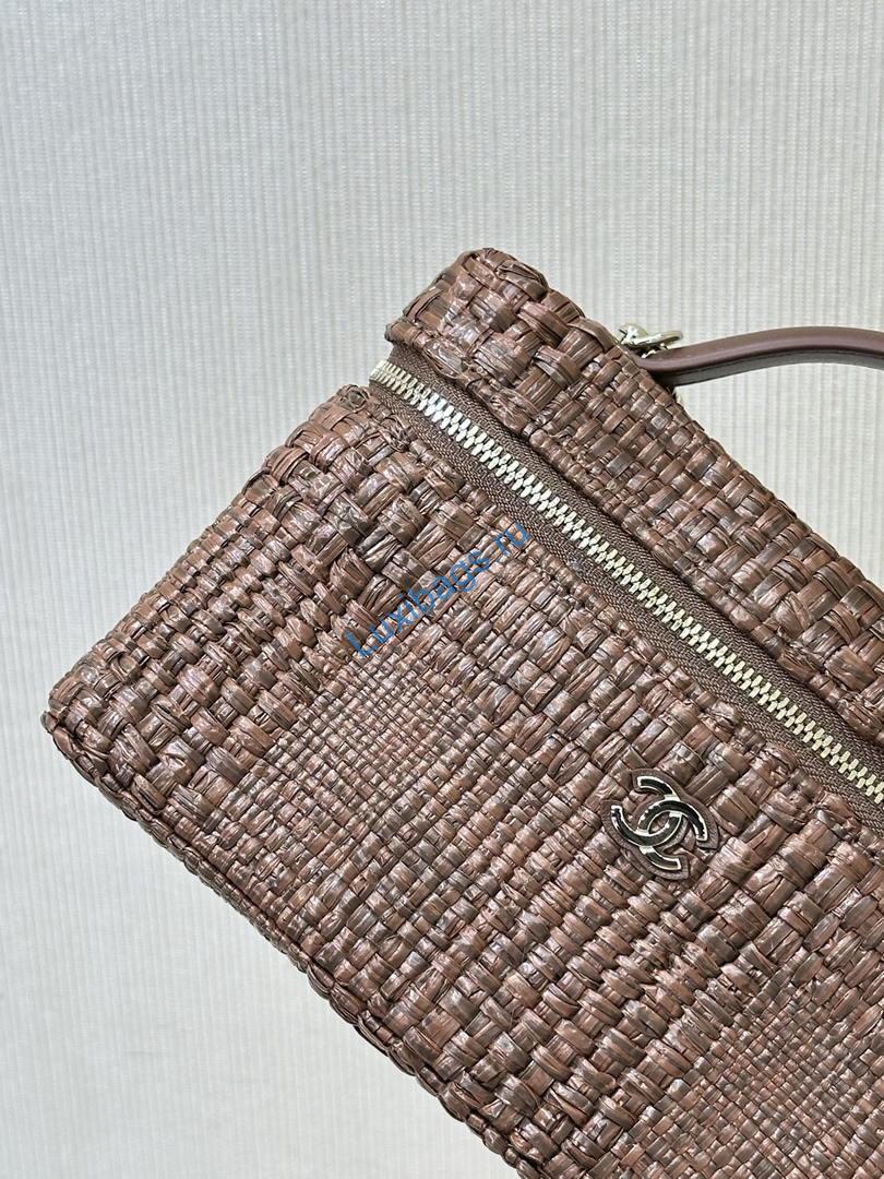 Chanel Classic Vanity with Chain Braided Raffia & Gold-Tone Metal AP4385 Brown | chanel classic vanity with chain braided raffia gold tone metal ap4385 brown 52