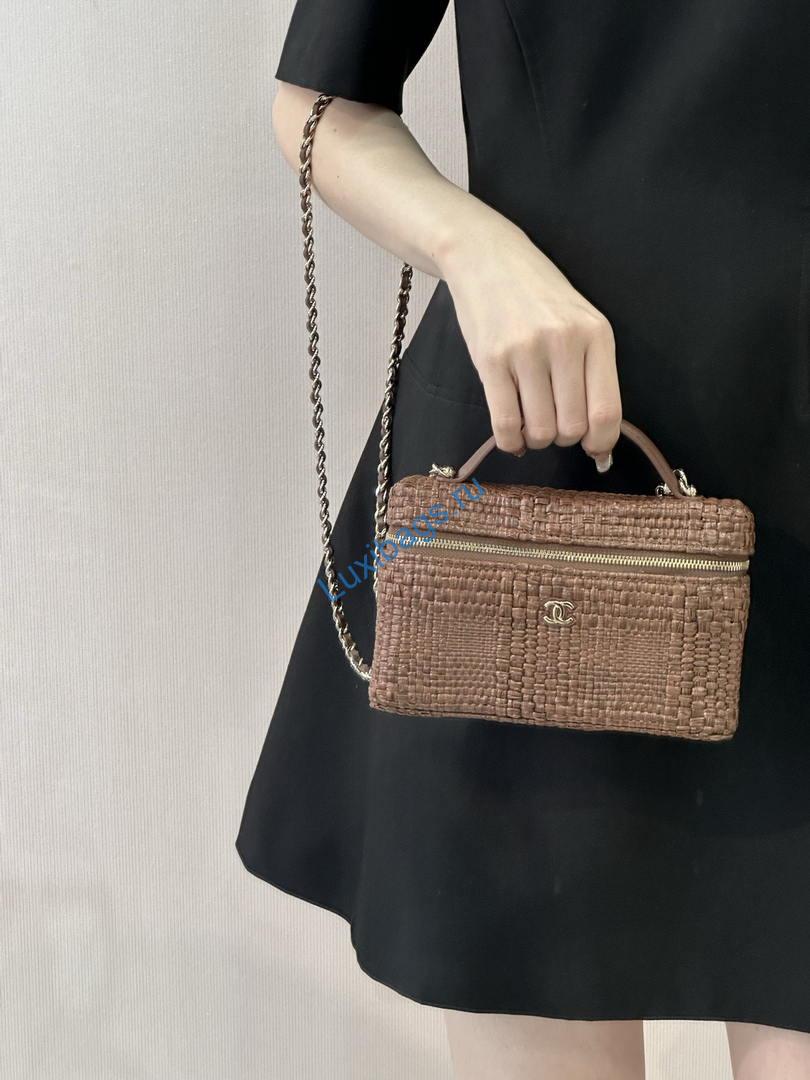 Chanel Classic Vanity with Chain Braided Raffia & Gold-Tone Metal AP4385 Brown | chanel classic vanity with chain braided raffia gold tone metal ap4385 brown 61