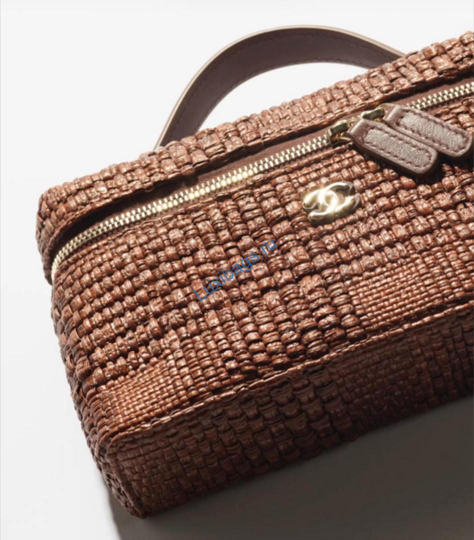 Chanel Classic Vanity with Chain Braided Raffia & Gold-Tone Metal AP4385 Brown | chanel classic vanity with chain braided raffia gold tone metal ap4385 brown 66