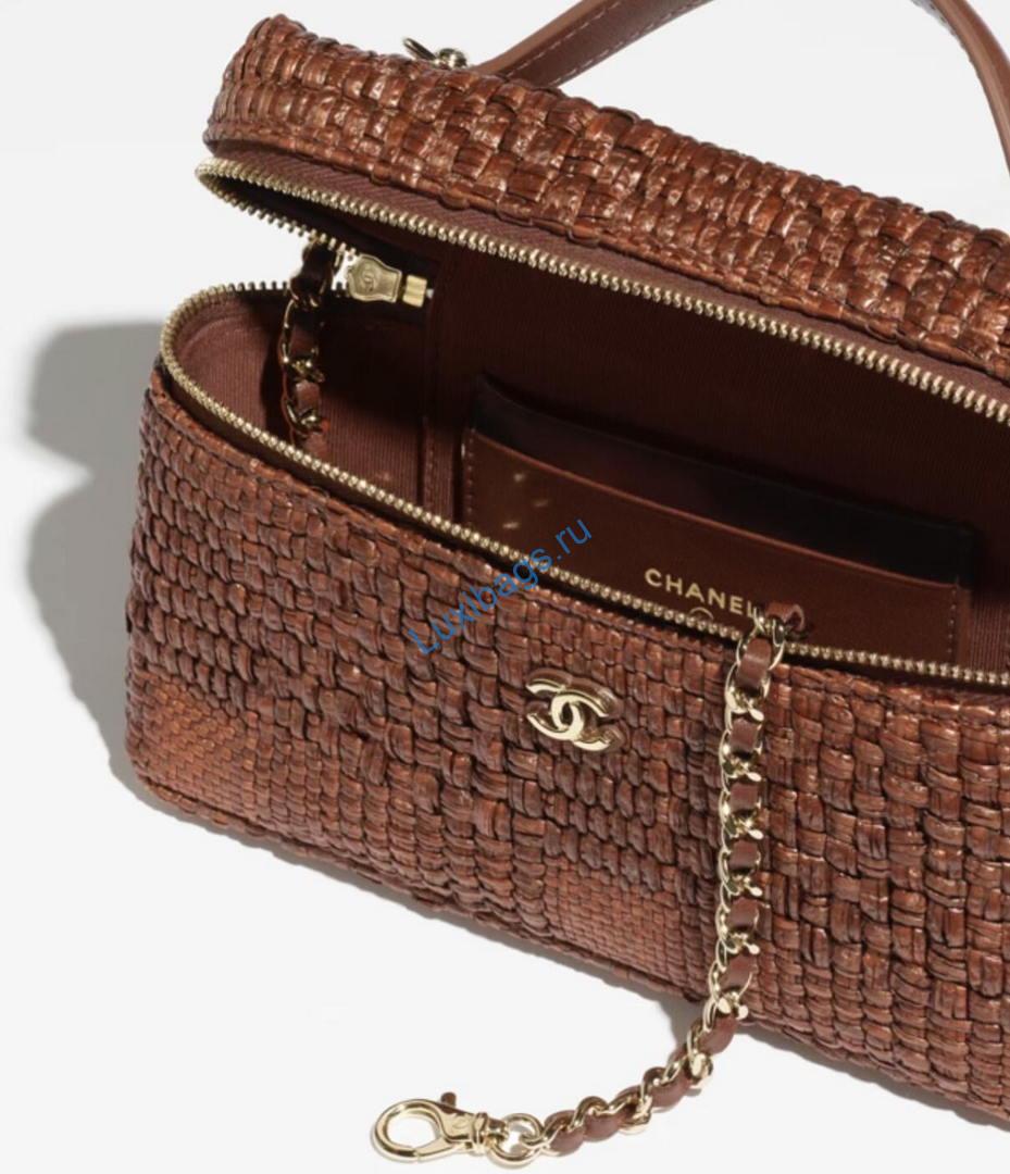 Chanel Classic Vanity with Chain Braided Raffia & Gold-Tone Metal AP4385 Brown | chanel classic vanity with chain braided raffia gold tone metal ap4385 brown 67