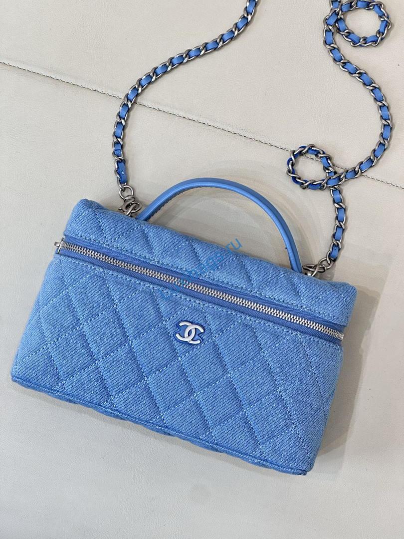 Chanel Classic Vanity with Chain Denim & Gold-Tone Metal AP4385 Blue | chanel classic vanity with chain denim gold tone metal ap4385 blue 002