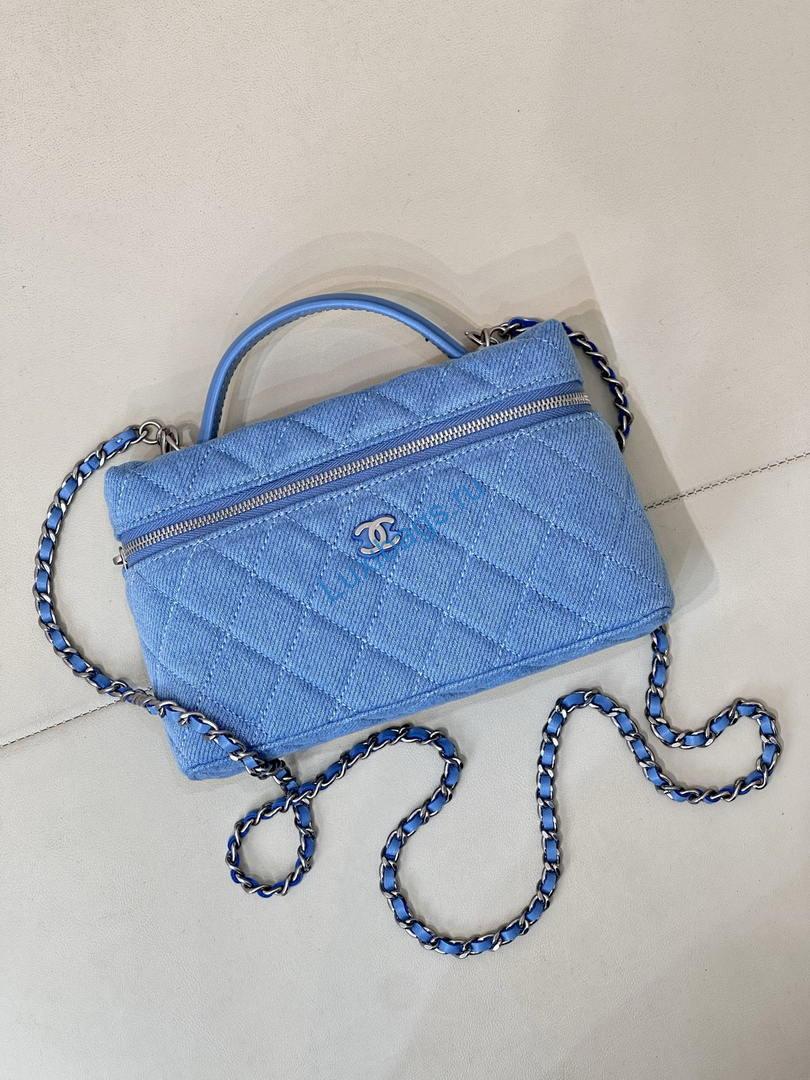 Chanel Classic Vanity with Chain Denim & Gold-Tone Metal AP4385 Blue | chanel classic vanity with chain denim gold tone metal ap4385 blue 003
