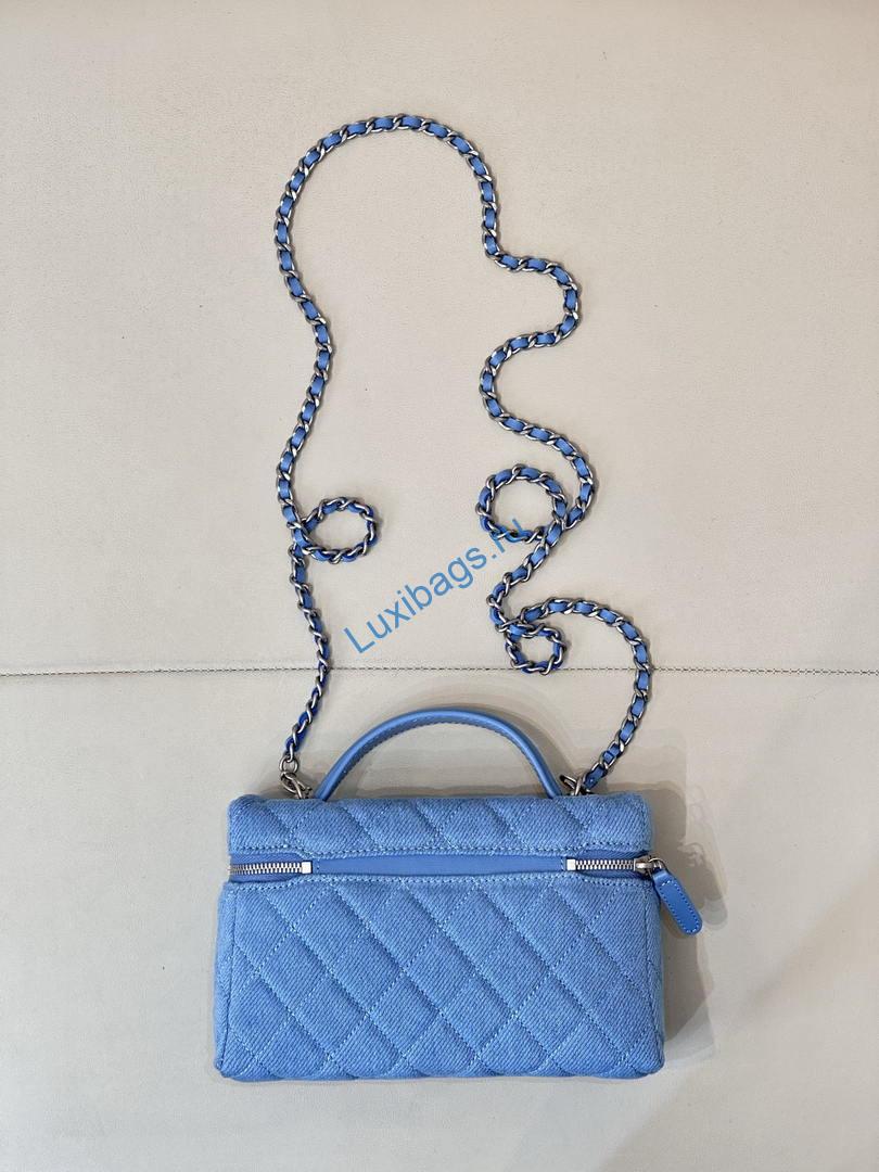 Chanel Classic Vanity with Chain Denim & Gold-Tone Metal AP4385 Blue | chanel classic vanity with chain denim gold tone metal ap4385 blue 008