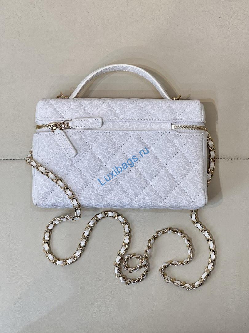 Chanel Classic Vanity with Chain Grained Shiny Calfskin & Gold-Tone Metal AP4385 White | chanel classic vanity with chain grained shiny calfskin gold tone metal ap4385 017