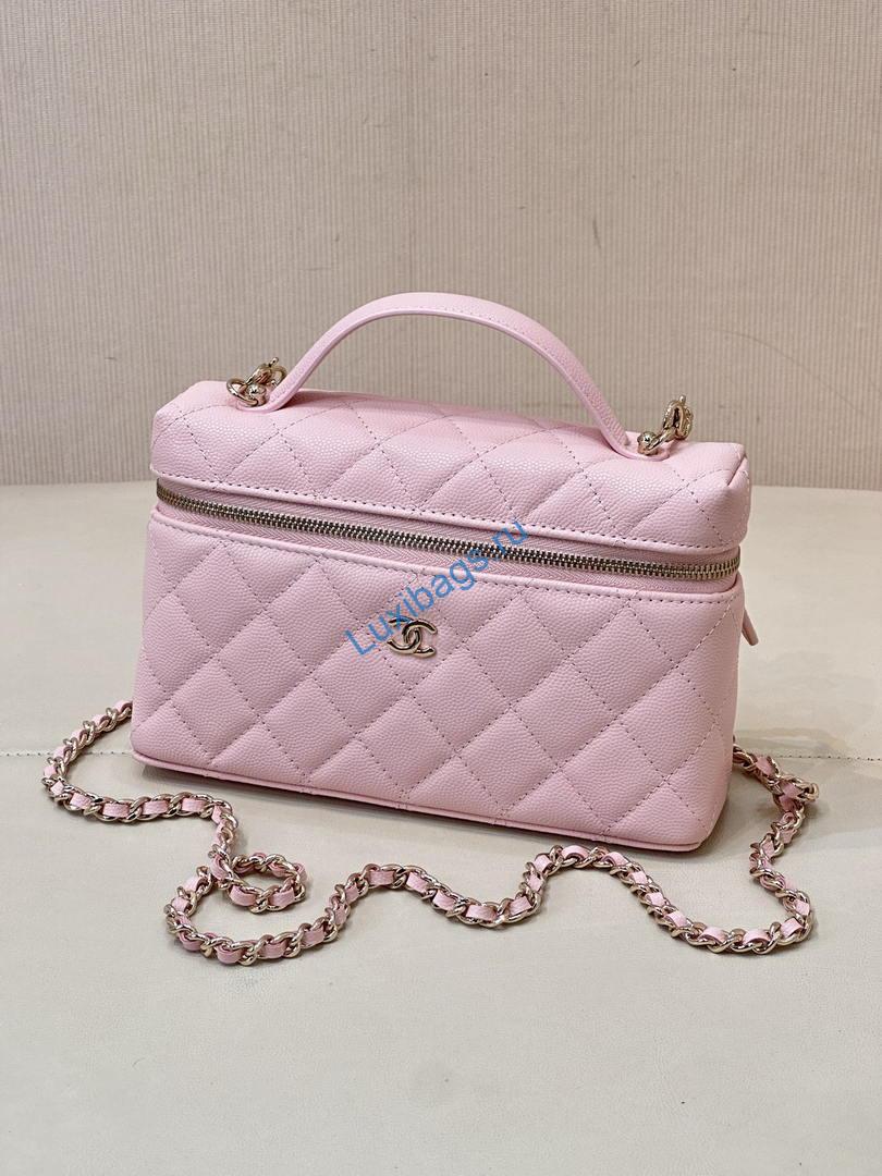 Chanel Classic Vanity with Chain Grained Shiny Calfskin & Gold-Tone Metal AP4385 Pink | chanel classic vanity with chain grained shiny calfskin gold tone metal ap4385 045