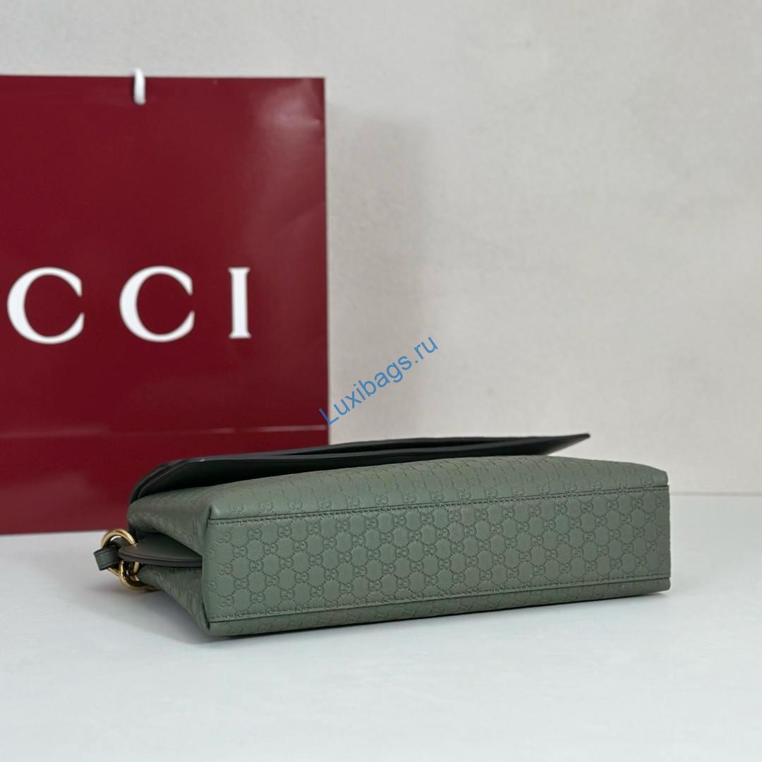 Gucci 857622 Medium Shoulder Bag Leather Green GG | gucci 857622 medium shoulder bag leather black gg 013