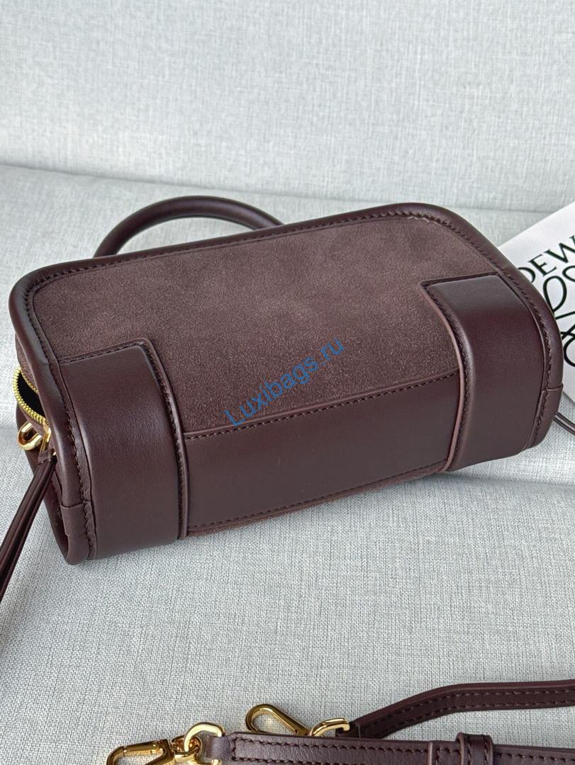 Loewe A039AS4X12 Mini Amazona 180 bag in Suede & soft calfskin Dark Brown | loewe a039as4x12 mini amazona 180 bag in soft calfskin 42