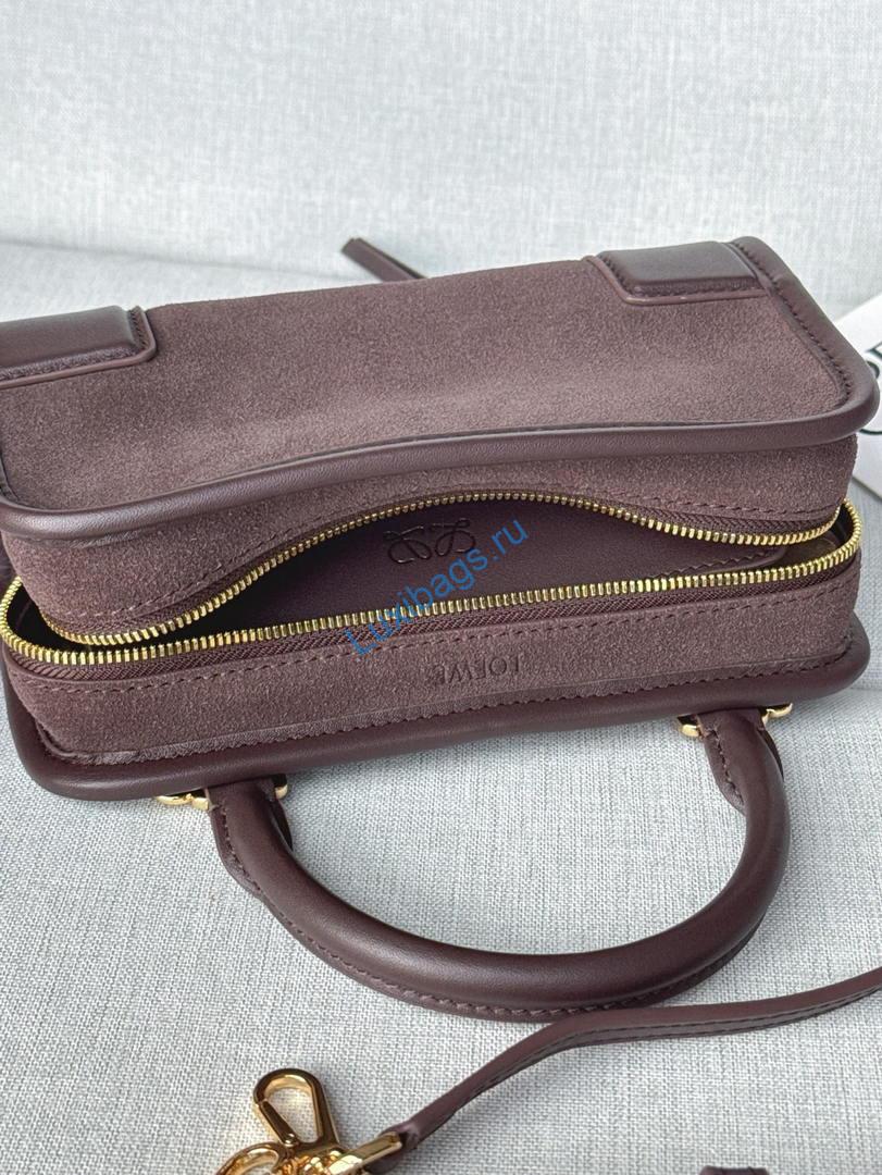 Loewe A039AS4X12 Mini Amazona 180 bag in Suede & soft calfskin Dark Brown | loewe a039as4x12 mini amazona 180 bag in soft calfskin 43
