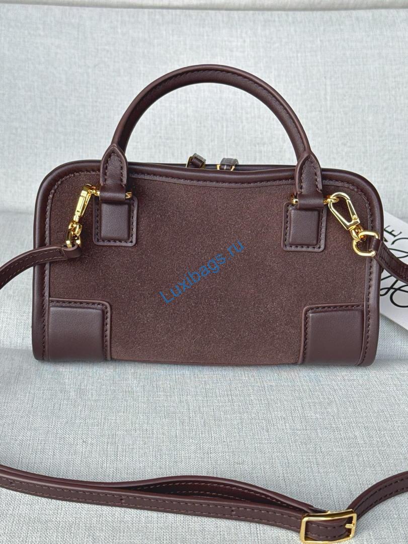 Loewe A039AS4X12 Mini Amazona 180 bag in Suede & soft calfskin Dark Brown | loewe a039as4x12 mini amazona 180 bag in soft calfskin 44