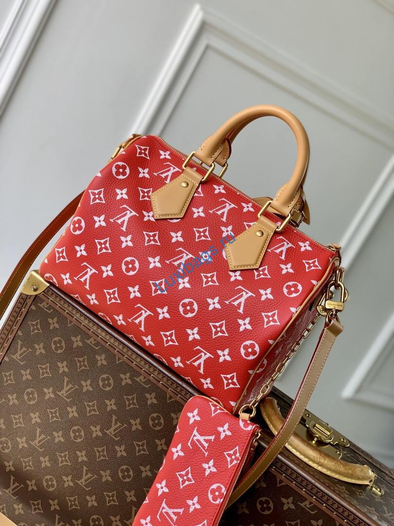 Louis Vuitton LV M14067 Speedy P9 Bandoulière 30 Bag Red | louis vuitton lv m14067 speedy p9 bandouliere 30 bag red 03