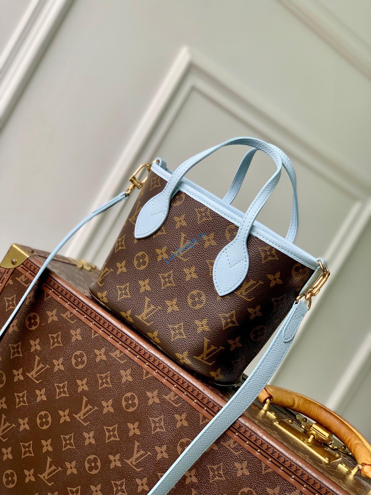 louis vuitton lv m28336 neverfull bandoulière inside out bb bag monogram sky blue 2 Louis Vuitton LV M28336 Neverfull Bandoulière Inside Out BB Bag Monogram Sky Blue | louis vuitton lv m28336 neverfull bandouliere inside out bb bag monogram sky blue 3