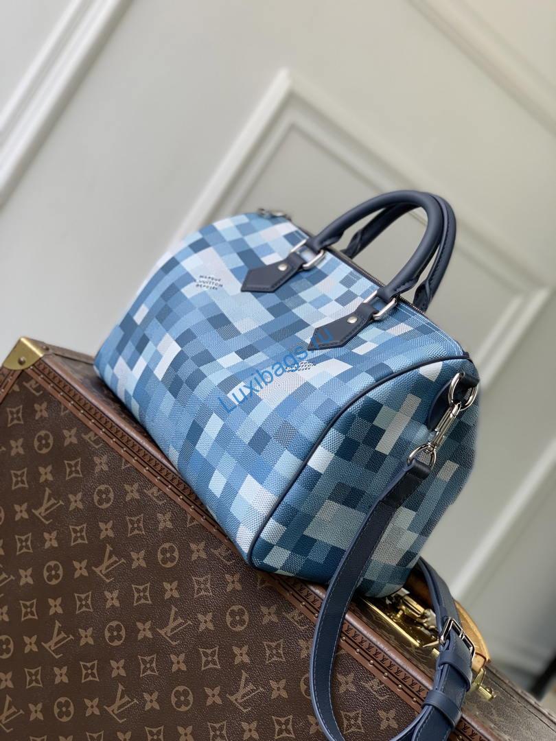 Louis Vuitton LV M28978 Speedy 30 Bandoulière Bag Blue | louis vuitton lv m28978 speedy 30 bandouliere bag blue 02