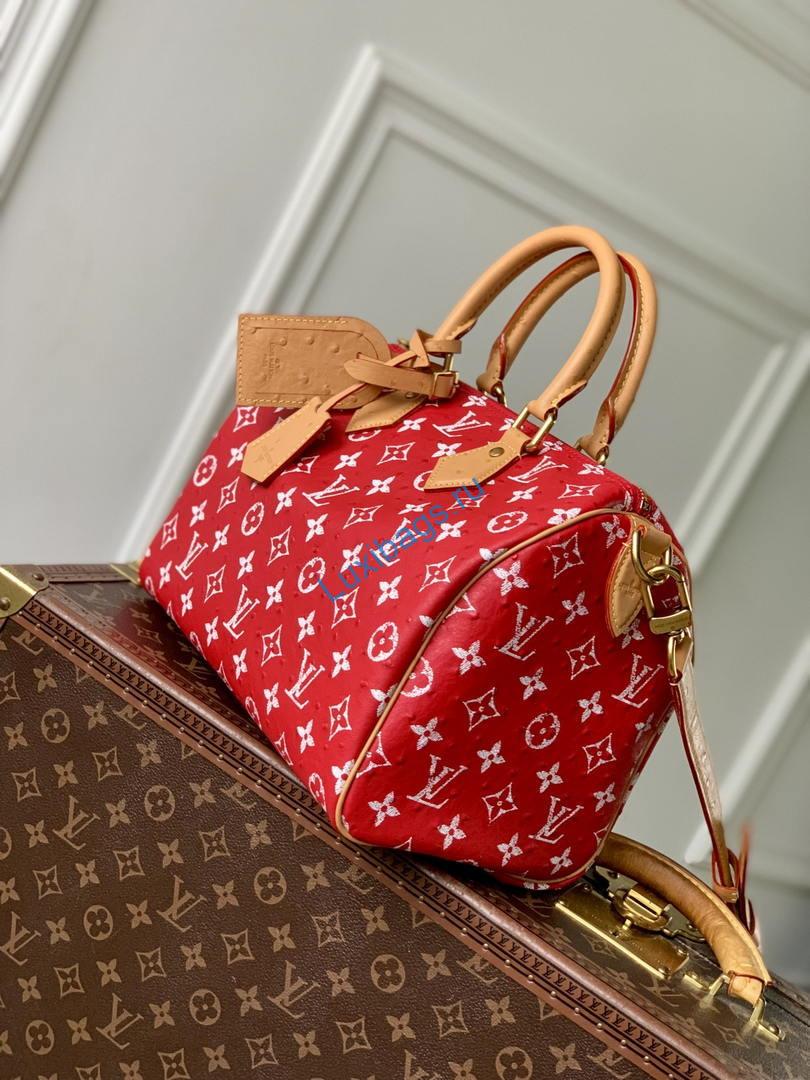 LV M14067 Louis Vuitton Speedy P9 Bandoulière 30 Bag Ostrich Red | lv m14067 louis vuitton speedy p9 bandouliere 30 bag red 02