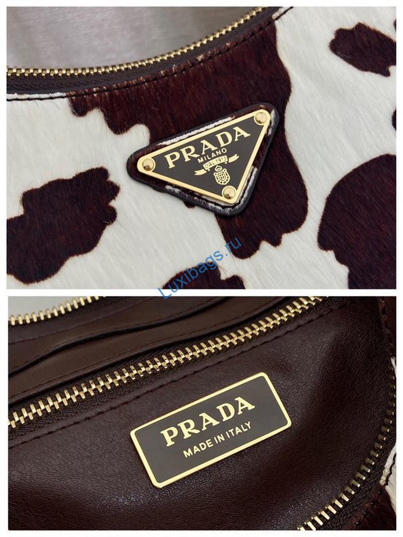 Prada Arqué printed leather mini shoulder bag 1BC194 Honey White | prada arque printed leather mini shoulder bag 1bc194 honey 09