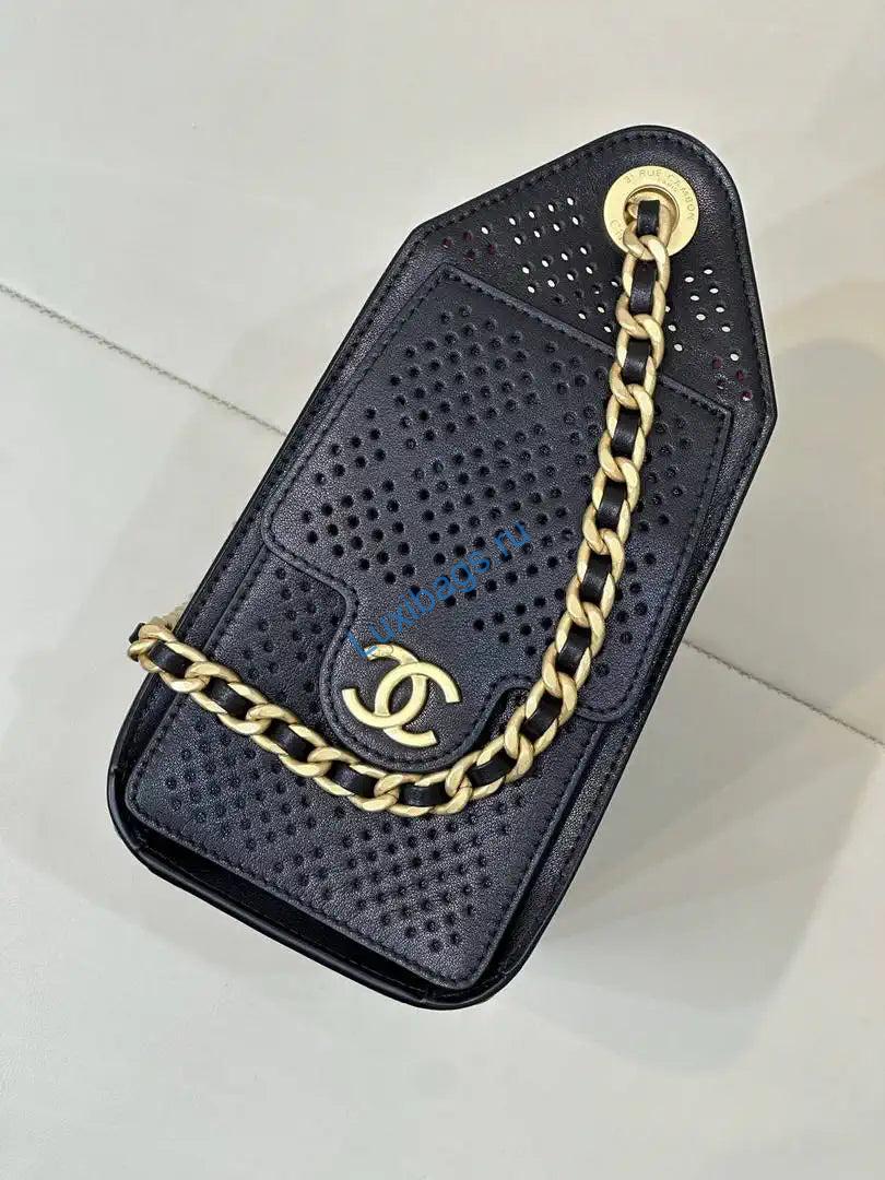 Chanel AS5631 25 Mini Handbag Perforated Calfskin & Gold-Tone Metal Black | chanel as5631 25 mini handbag perforated calfskin gold tone metal black 04