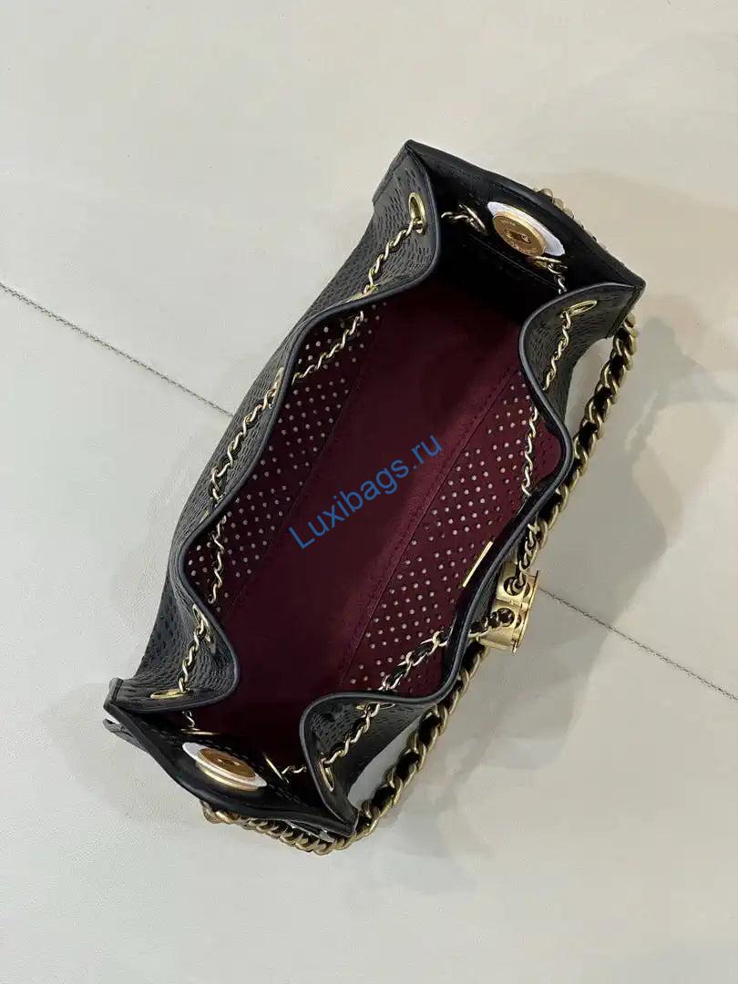 Chanel AS5631 25 Mini Handbag Perforated Calfskin & Gold-Tone Metal Black | chanel as5631 25 mini handbag perforated calfskin gold tone metal black 06