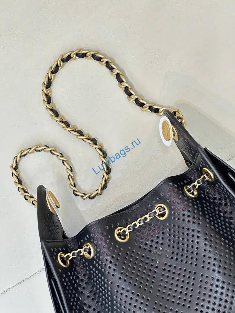 Chanel AS5631 25 Mini Handbag Perforated Calfskin & Gold-Tone Metal Black | chanel as5631 25 mini handbag perforated calfskin gold tone metal black 09