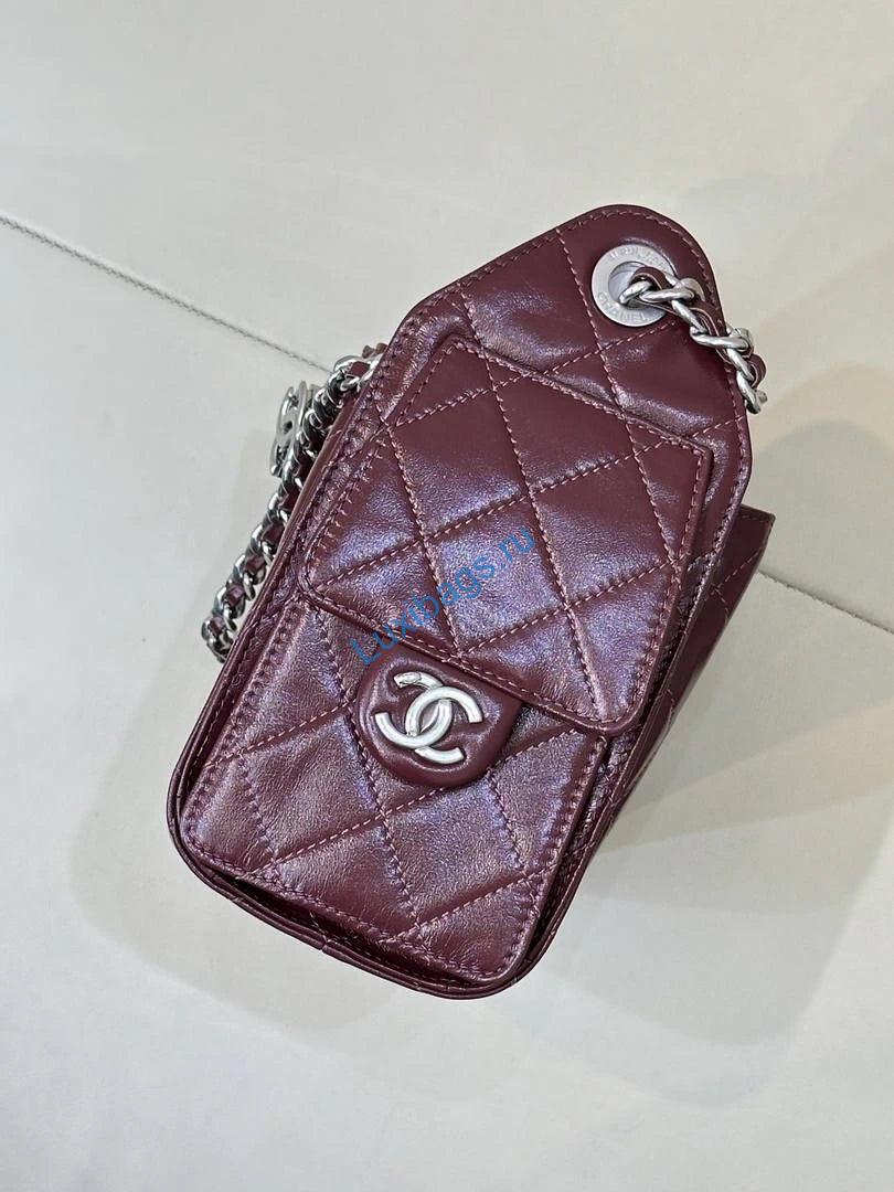 chanel as5631 mini hobo shiny crumpled calfskin & silver-tone metal dark burgundy 5 Chanel AS5631 Mini Hobo Shiny Crumpled Calfskin & Silver-Tone Metal Dark Burgundy | chanel as5631 mini hobo metallic grained calfskin wine red 06