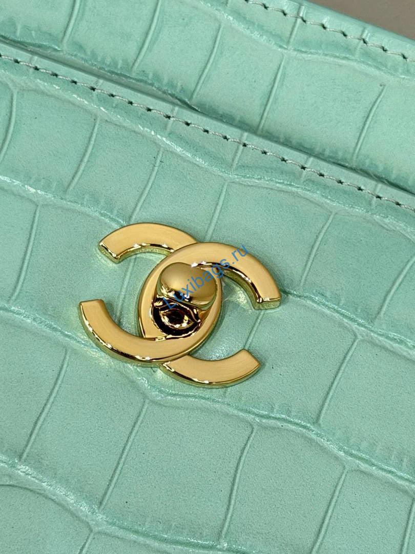 Chanel AS6239 Cerf Leather Exterior Large Tote Bags Crocodile pattern Green | chanel as6239 cerf leather exterior large tote bags crocodile pattern green 13