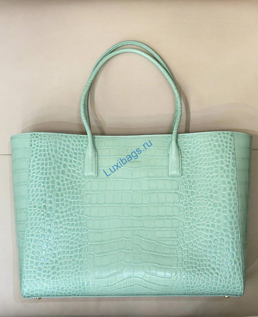 Chanel AS6239 Cerf Leather Exterior Large Tote Bags Crocodile pattern Green | chanel as6239 cerf leather exterior large tote bags crocodile pattern green 17