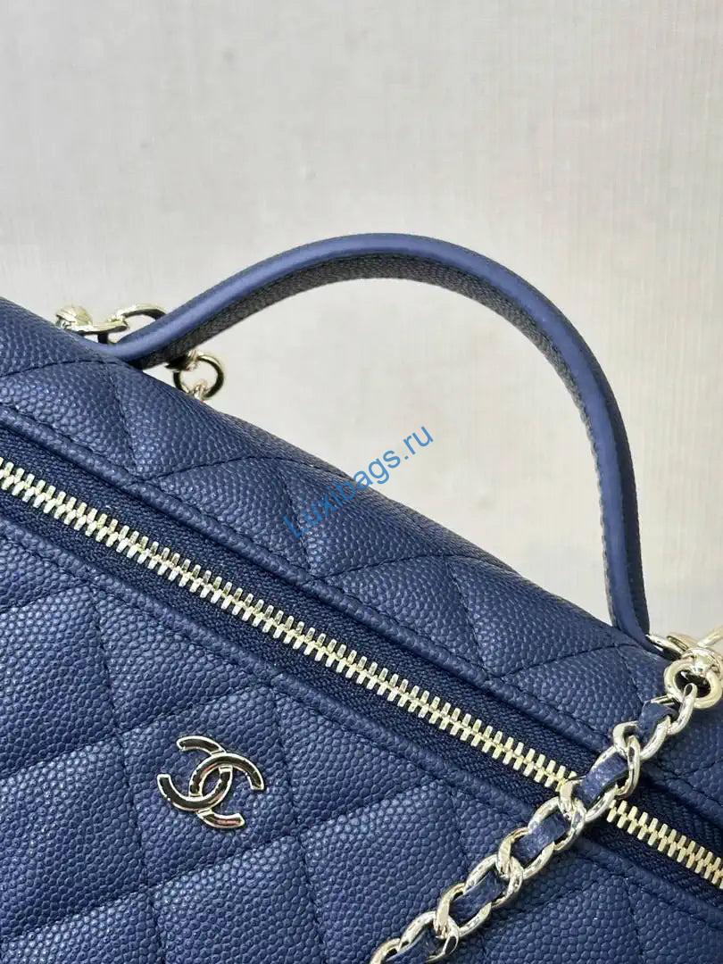 Chanel Classic Vanity with Chain Grained Shiny Calfskin & Gold-Tone Metal AP4385 Navy Blue | chanel classic vanity with chain grained shiny calfskin gold tone metal ap4385 navy blue 05