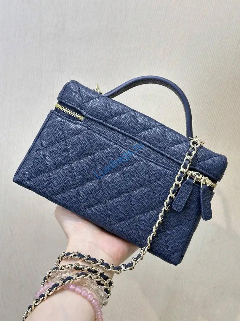 Chanel Classic Vanity with Chain Grained Shiny Calfskin & Gold-Tone Metal AP4385 Navy Blue | chanel classic vanity with chain grained shiny calfskin gold tone metal ap4385 navy blue 08