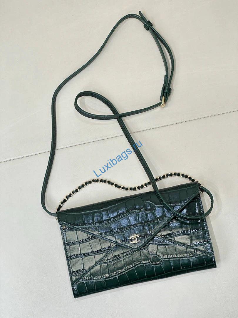Chanel Clutch with Chain Crocodile Embossed Calfskin AP5233 Green - Default Title - View 2