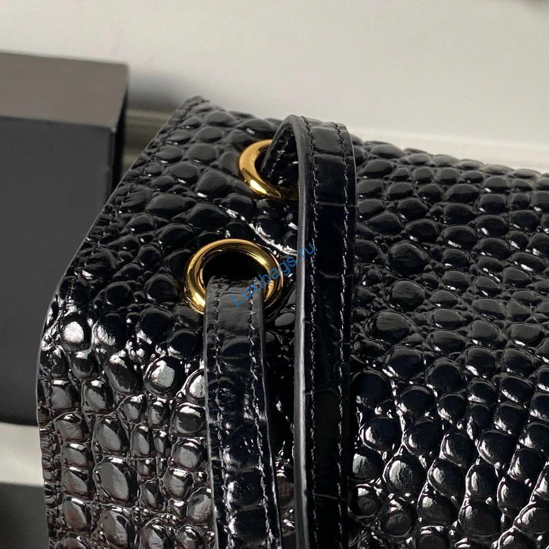 Chanel Maxi Flapbag Grained calfskin & gold-tone metal AS6233 Crocodile pattern Black | chanel maxi flapbag grained calfskin gold tone metal as6233 crocodile pattern black 04