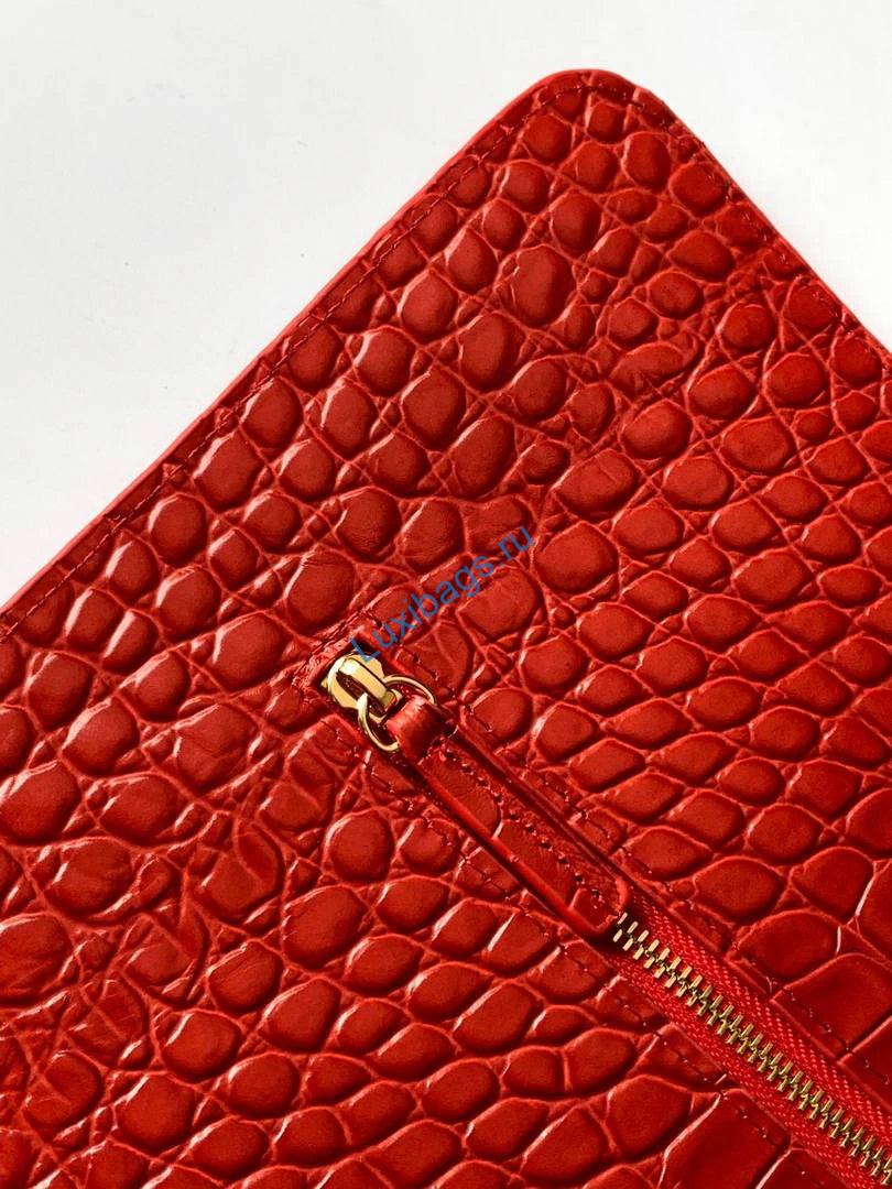 Chanel Maxi Flapbag Grained calfskin & gold-tone metal AS6233 Crocodile pattern Red | chanel maxi flapbag grained calfskin gold tone metal as6233 crocodile pattern red 7