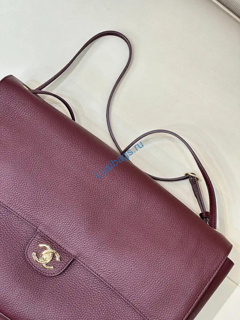 Chanel Maxi Flapbag Grained calfskin & gold-tone metal AS6233 Wine Red | chanel maxi flapbag grained calfskin gold tone metal as6233 003
