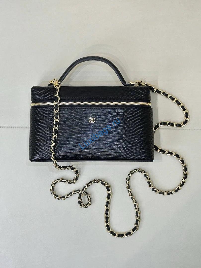 chanel vanity with chain lizard-patterned black calfskin ap5195 3 Chanel Vanity with Chain Lizard-patterned black Calfskin AP5195 - Default Title - View 4