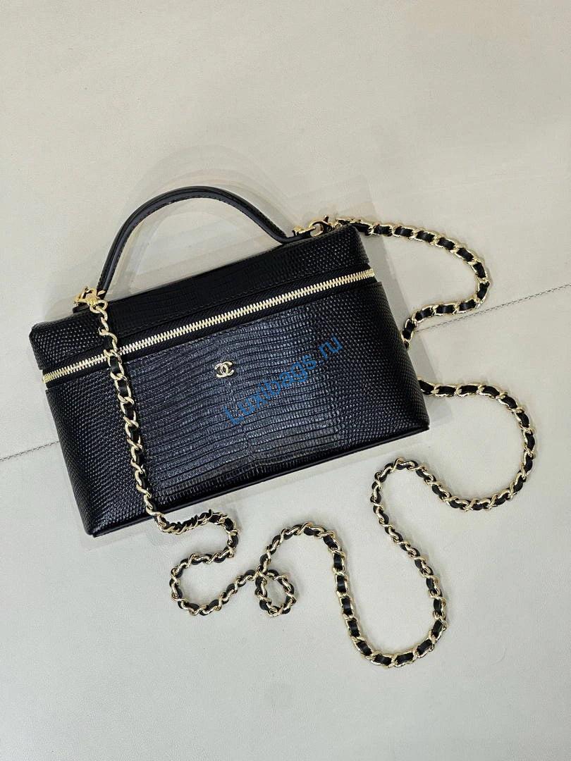 chanel vanity with chain lizard-patterned black calfskin ap5195 4 Chanel Vanity with Chain Lizard-patterned black Calfskin AP5195 - Default Title - View 5