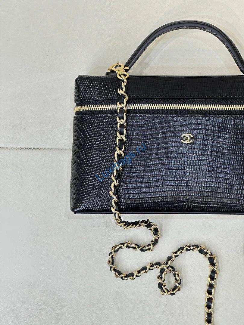 chanel vanity with chain lizard-patterned black calfskin ap5195 5 Chanel Vanity with Chain Lizard-patterned black Calfskin AP5195 - Default Title - View 6