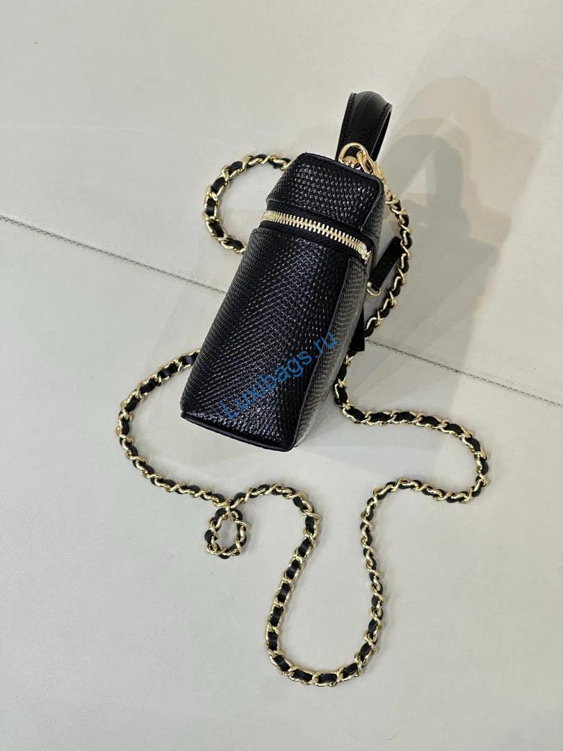 chanel vanity with chain lizard-patterned black calfskin ap5195 6 Chanel Vanity with Chain Lizard-patterned black Calfskin AP5195 - Default Title - View 7