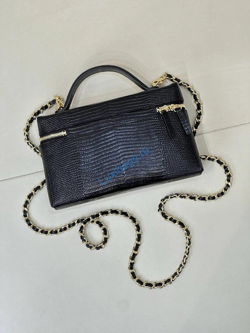chanel vanity with chain lizard-patterned black calfskin ap5195 8 Chanel Vanity with Chain Lizard-patterned black Calfskin AP5195 - Default Title - View 9