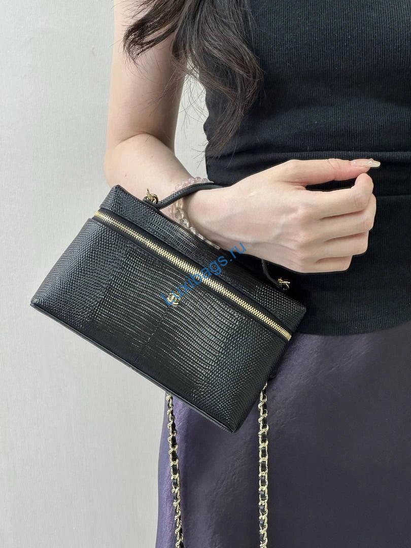 chanel vanity with chain lizard-patterned black calfskin ap5195 12 Chanel Vanity with Chain Lizard-patterned black Calfskin AP5195 - Default Title - View 13