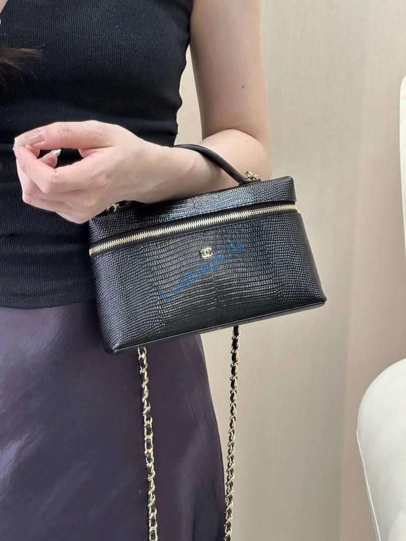 chanel vanity with chain lizard-patterned black calfskin ap5195 13 Chanel Vanity with Chain Lizard-patterned black Calfskin AP5195 - Default Title - View 14
