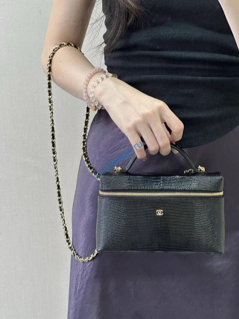 chanel vanity with chain lizard-patterned black calfskin ap5195 14 Chanel Vanity with Chain Lizard-patterned black Calfskin AP5195 - Default Title - View 15