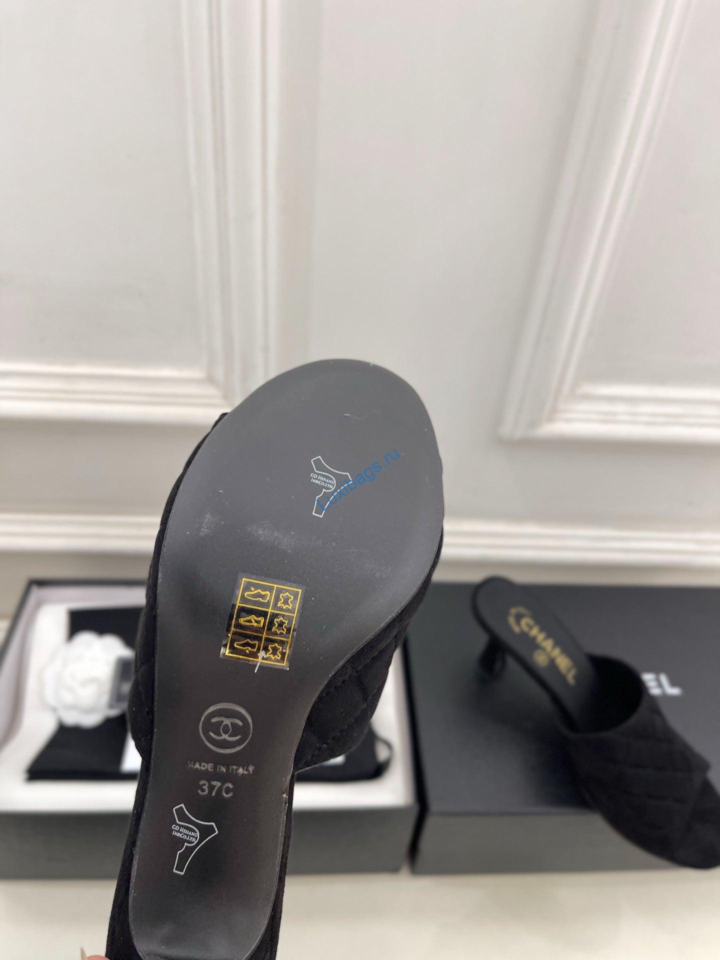 Chanel Women's Diamond-patterned Slippers 7.5cm C93342 | chanel womens diamond patterned slippers 7 5cm c93342 9