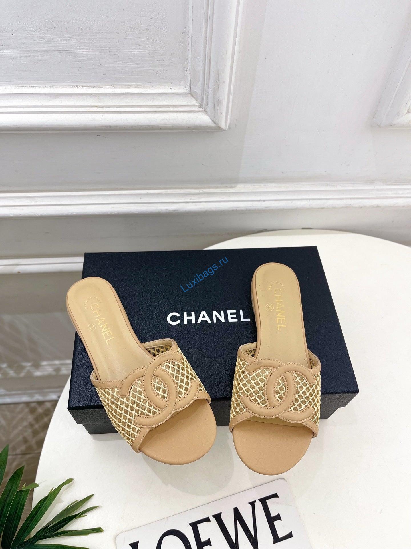 chanel women's mesh openwork flat slippers c93323 1 Chanel Women's Mesh Openwork Flat Slippers C93323 | chanel womens mesh openwork flat slippers c93323 2