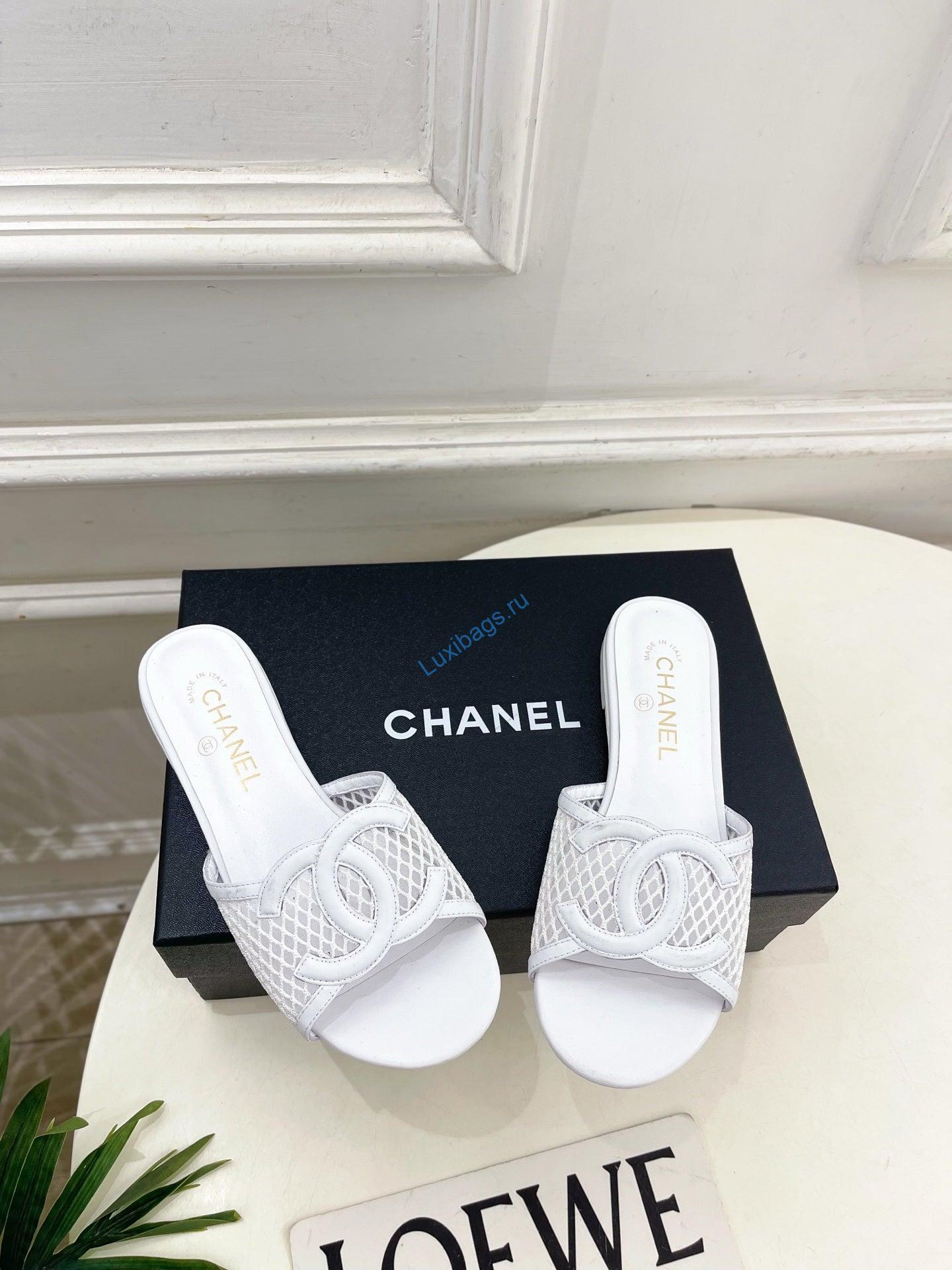 chanel women's mesh openwork flat slippers c93324 1 Chanel Women's Mesh Openwork Flat Slippers C93324 | chanel womens mesh openwork flat slippers c93324 2