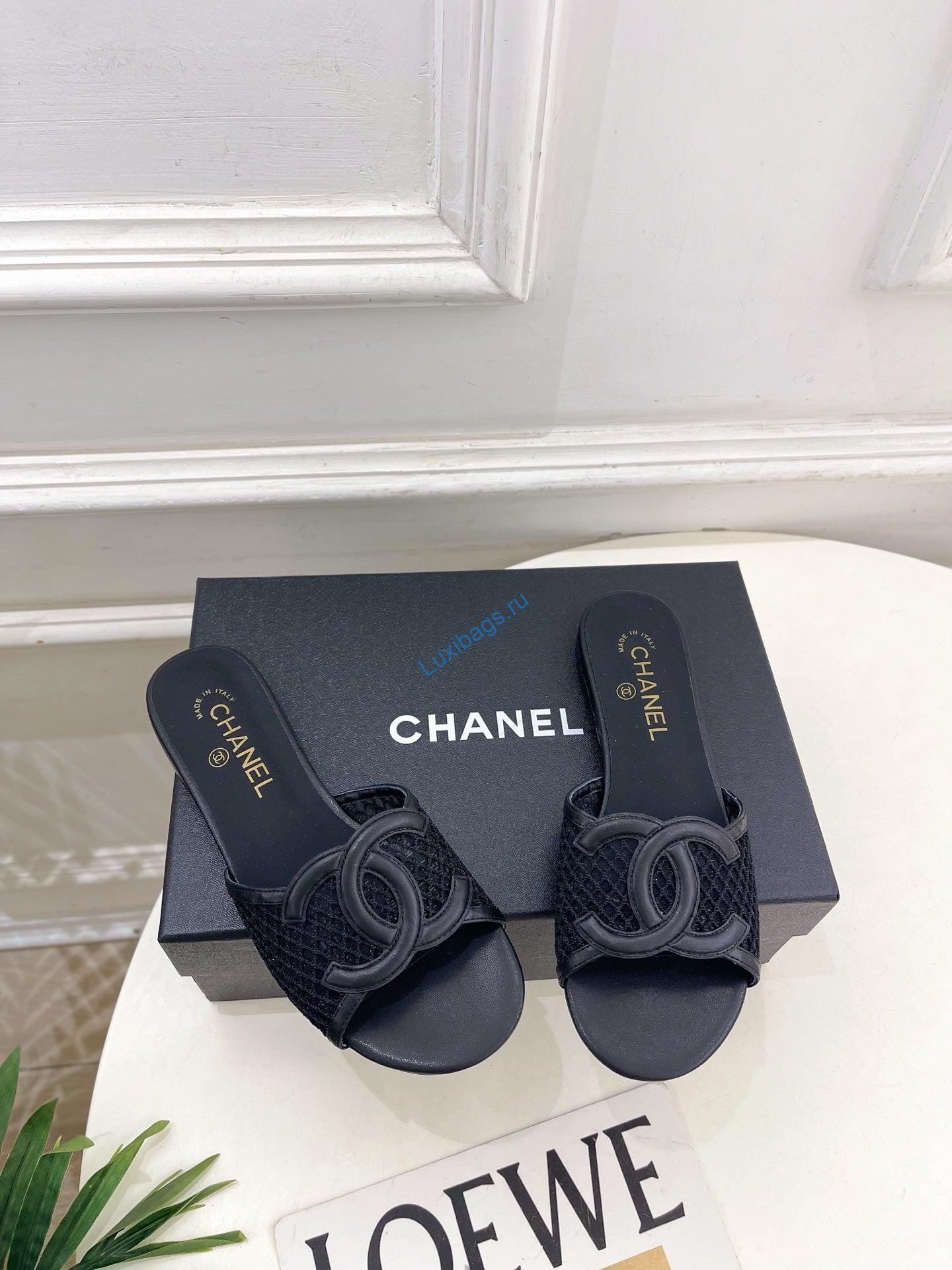 chanel women's mesh openwork flat slippers c93325 1 Chanel Women's Mesh Openwork Flat Slippers C93325 | chanel womens mesh openwork flat slippers c93325 2