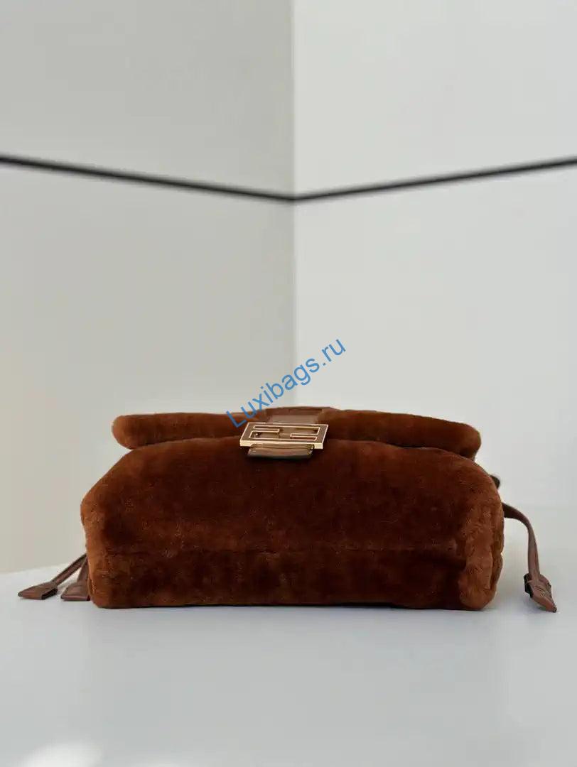 fendi 8br833aycuf0nga mamma baguette medium brown shearling bag 8693l 3 Fendi 8BR833AYCUF0NGA Mamma Baguette Medium Brown shearling bag 8693L - Default Title - View 4