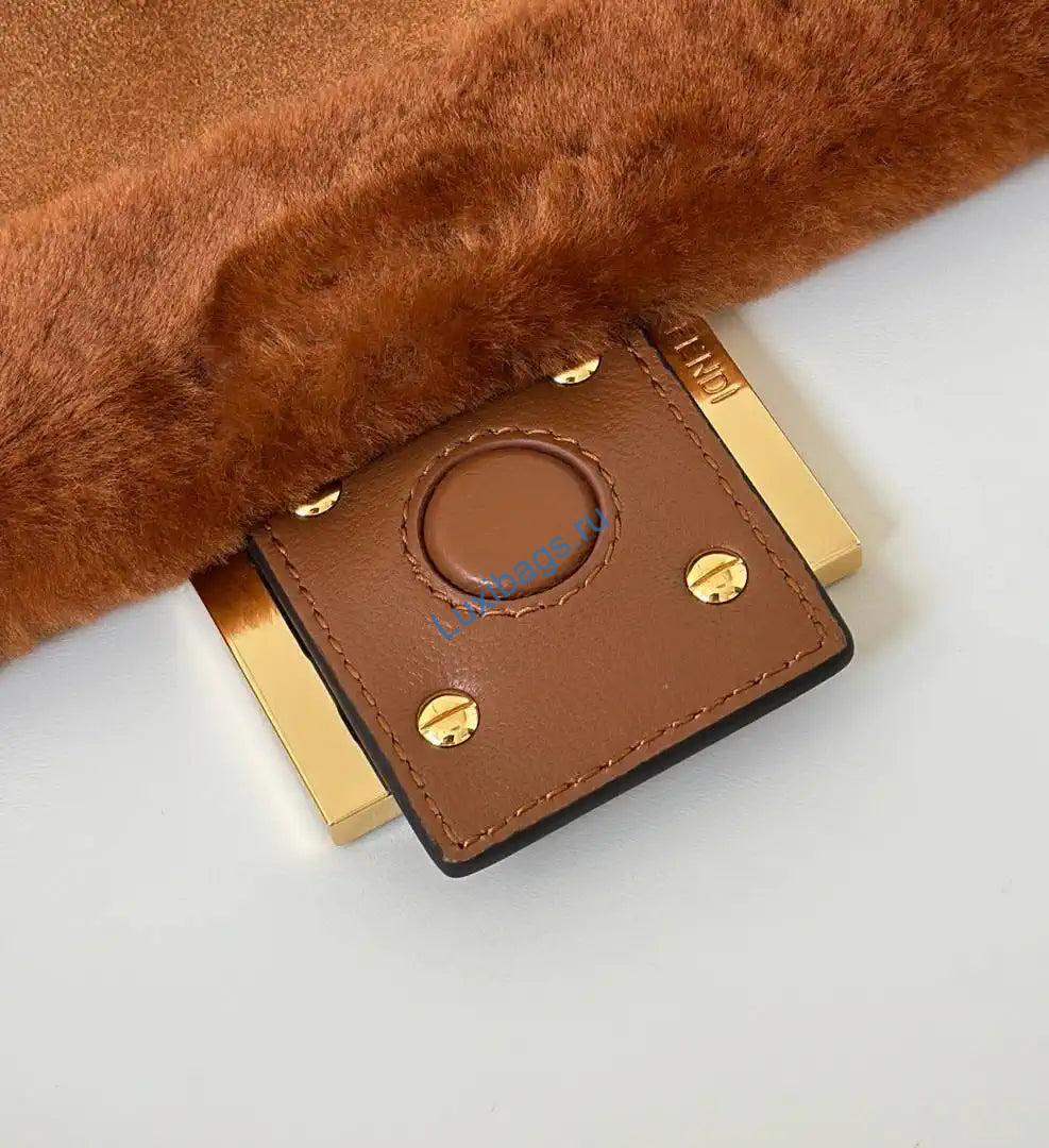 fendi 8br833aycuf0nga mamma baguette medium brown shearling bag 8693l 5 Fendi 8BR833AYCUF0NGA Mamma Baguette Medium Brown shearling bag 8693L - Default Title - View 6