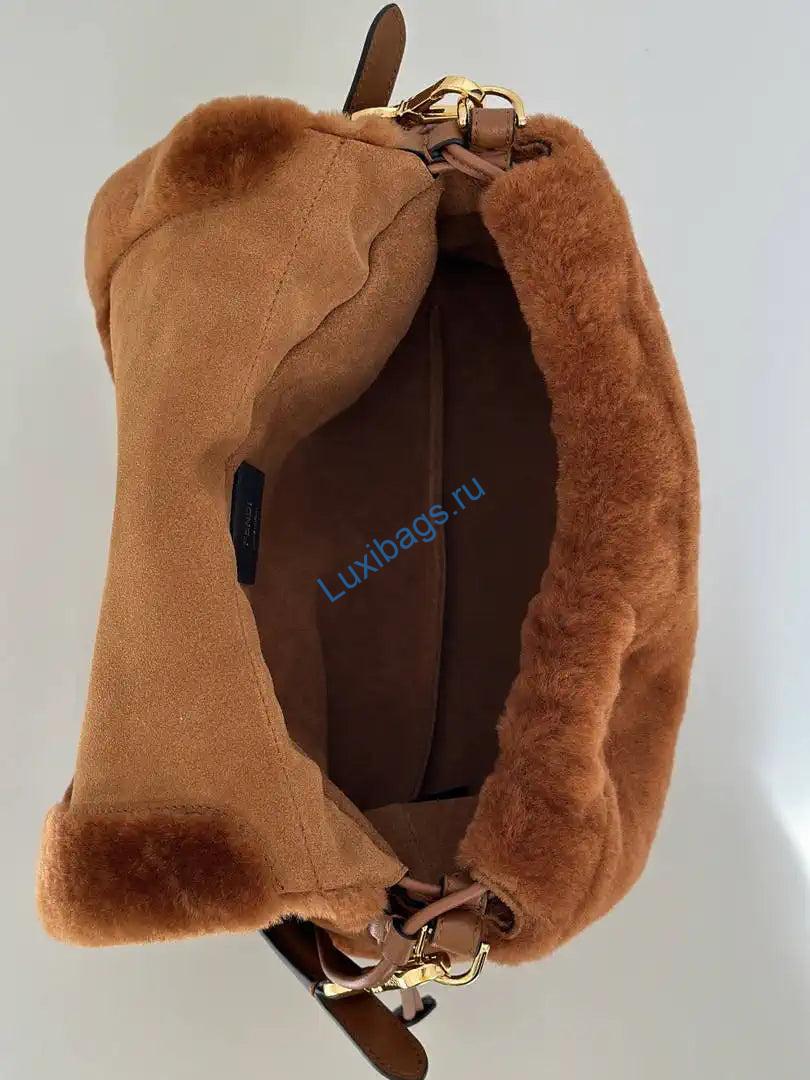 fendi 8br833aycuf0nga mamma baguette medium brown shearling bag 8693l 8 Fendi 8BR833AYCUF0NGA Mamma Baguette Medium Brown shearling bag 8693L - Default Title - View 9